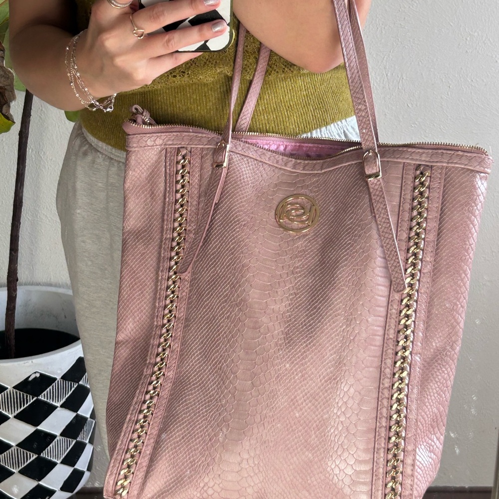 bebe Pink Textured Tote Bag